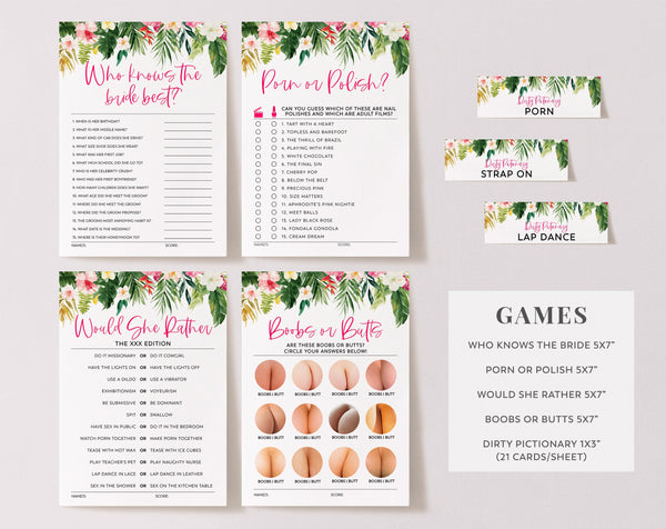 Tropical Bachelorette Games, Hens Games, Editable Games, Game Pack, How Well Do You Know The Bride, Bride or Groom | Scavenger Hunt