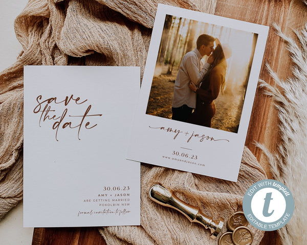 Photo Save The Date Template, Minimal Save the Date, Minimalist Save the Date Template, Photo Save the Date, Printable Save the Date, Amy