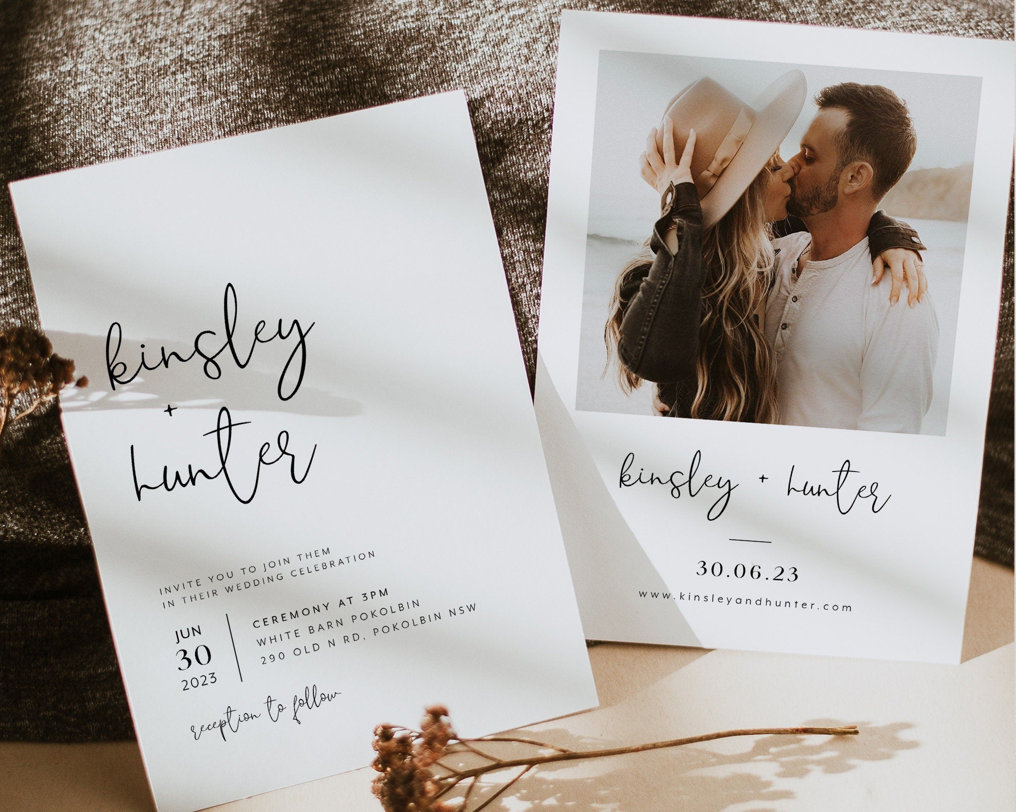 Wedding Invitation Template, Invitation with Photo, Minimalist Wedding Invite, Wedding Invitation Template Download, Rustic Wedding, Kinsley