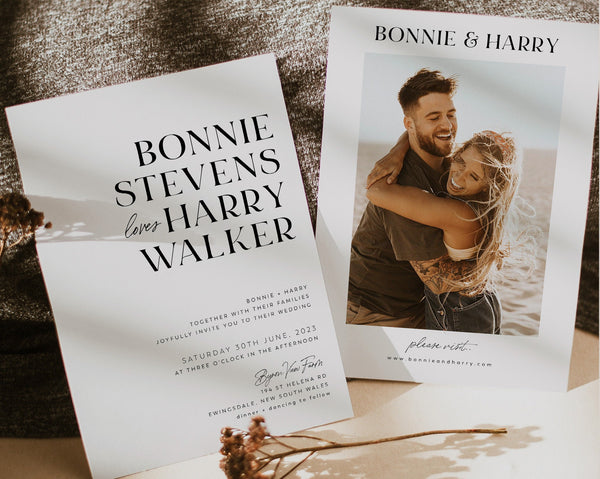 Wedding Invitation Template, Invitation with Photo, Minimalist Wedding Invite, Wedding Invitation Template Download, Rustic Wedding, Bonnie