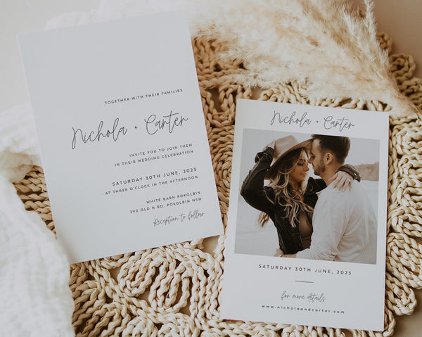 Wedding Invitation Template, Invitation with Photo, Minimalist Wedding Invite, Wedding Invitation Template Download, Rustic Wedding, Nichola