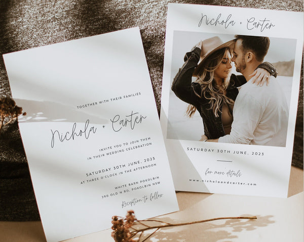 Wedding Invitation Template, Invitation with Photo, Minimalist Wedding Invite, Wedding Invitation Template Download, Rustic Wedding, Nichola