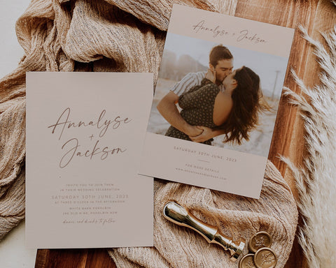 Wedding Invitation Template, Invitation with Photo, Rustic Wedding Invite, Wedding Invitation Template Download, Minimalist Wedding,Annalyse