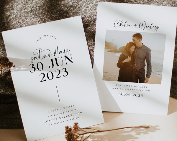 Minimalist Save the Date Template, Photo Save the Date, Editable Save Our Date, Save The Date Card, Rustic Wedding Invitation, Chloe