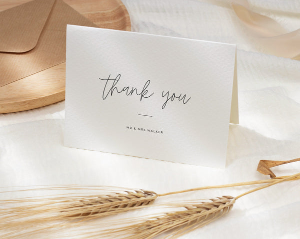 Thank You Card Template, Instant Download Thank You Cards, Classic Wedding, Modern Wedding Thank You, Minimalist Wedding, Nichola