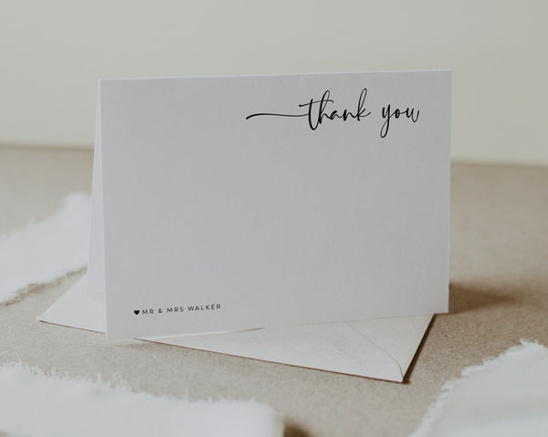 Thank You Card Template, Printable Thank You Card, Instant Download Thank You Cards, Modern Wedding Thank You, Minimalist Wedding, Andrea