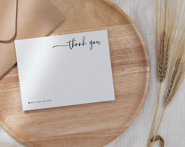 Thank You Card Template, Printable Thank You Card, Instant Download Thank You Cards, Modern Wedding Thank You, Minimalist Wedding, Andrea