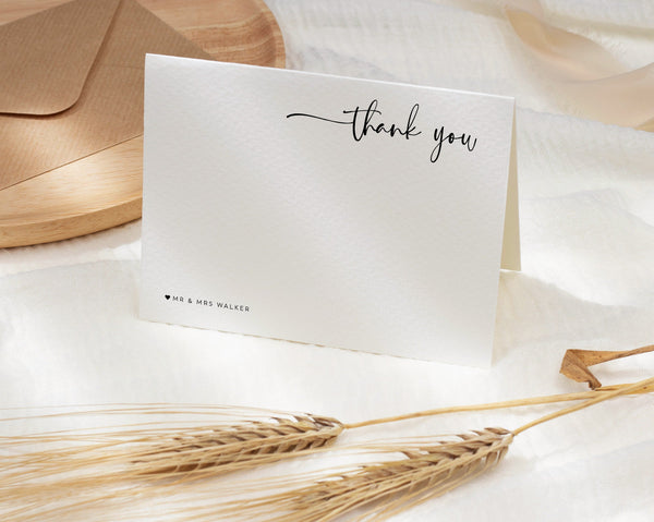 Thank You Card Template, Printable Thank You Card, Instant Download Thank You Cards, Modern Wedding Thank You, Minimalist Wedding, Andrea