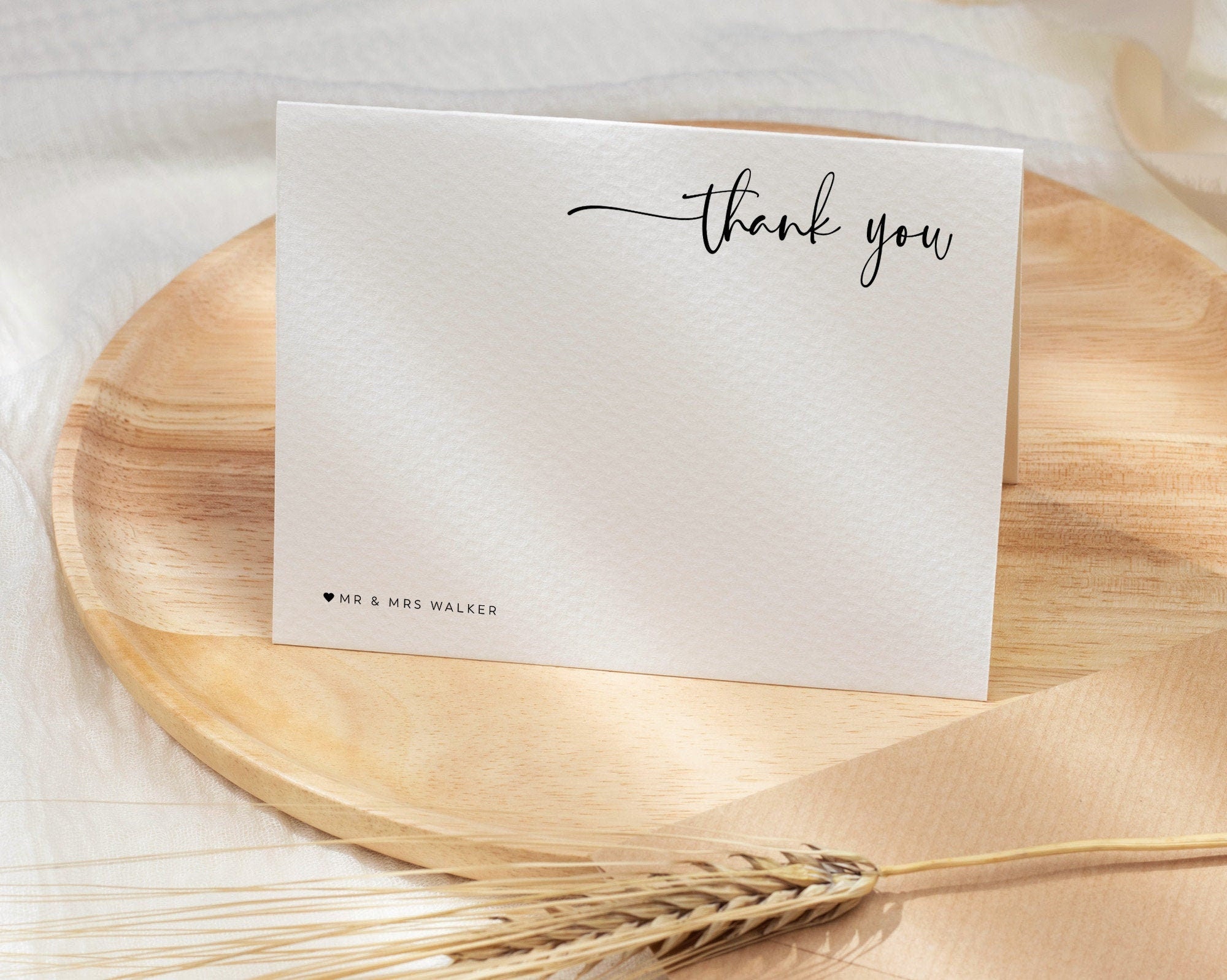 Thank You Card Template, Printable Thank You Card, Instant Download Thank You Cards, Modern Wedding Thank You, Minimalist Wedding, Andrea