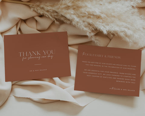 Thank You Card Template, Printable Thank You Card, Instant Download Thank You Cards, Templett Thank You, Modern Wedding, Minimalist, Mila