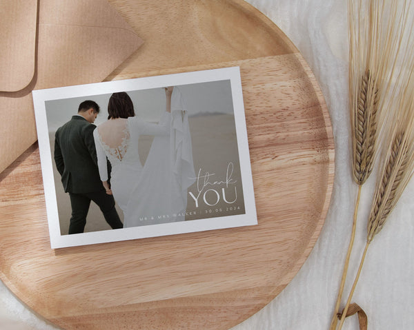 Wedding Thank You Card With Photo, Printable Thank You Card Template, Photo Thank You Card, Instant Download, With Photo, Minimalist,Georgia