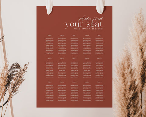 Seating Chart, Wedding Seating Chart, Modern Seating Chart Template, Minimalist Seating Chart, Editable Seating Chart, Simple, Rylee