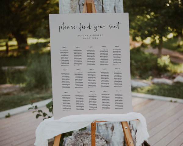 Wedding Seating Plan, Printable Seating Chart, Banquet Seating Chart, Editable Seating Chart, Minimalist Seating Chart Template, Agatha