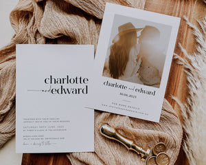 Wedding Invitation Template, Invitation with Photo, Minimalist Wedding Invite, Wedding Invitation Template Download, Rustic, Charlotte