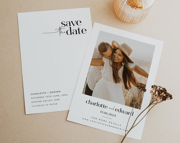 Save the Date Template, Photo Save the Date, Editable Save Our Date, Minimalist Save The Date Card, Rustic Wedding Invitation, Charlotte