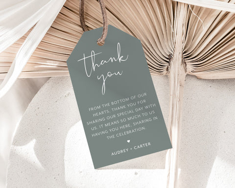 Printable Wedding Favor Tags, Thank You Wedding Tags, Minimalist Wedding Favour Tag Template, Printable Wedding Tags, Rectangle Tag, Audrey