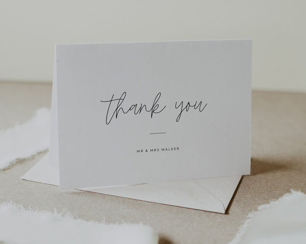 Thank You Card Template, Instant Download Thank You Cards, Classic Wedding, Modern Wedding Thank You, Minimalist Wedding, Nichola