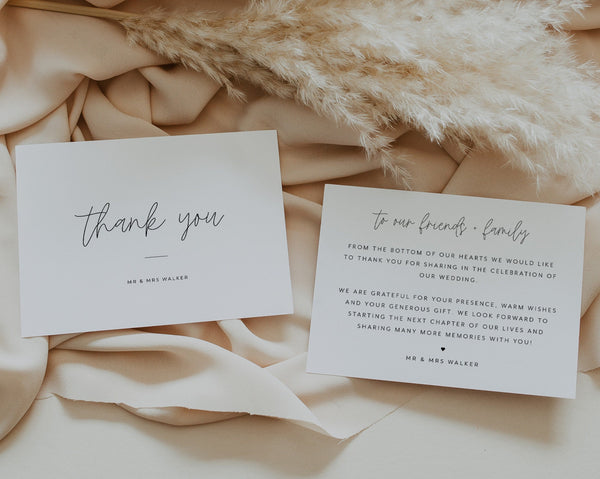 Thank You Card Template, Instant Download Thank You Cards, Classic Wedding, Modern Wedding Thank You, Minimalist Wedding, Nichola