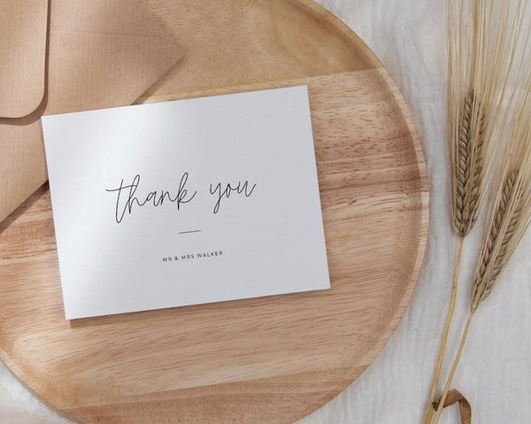 Thank You Card Template, Instant Download Thank You Cards, Classic Wedding, Modern Wedding Thank You, Minimalist Wedding, Nichola