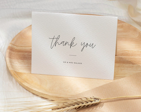 Thank You Card Template, Instant Download Thank You Cards, Classic Wedding, Modern Wedding Thank You, Minimalist Wedding, Nichola