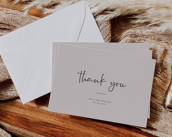 Thank You Card Template, Instant Fully Editable Thank You Card, Printable Thank You Card, Instant Download, Modern Minimalist Wedding,Agatha