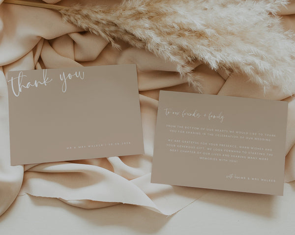 Thank You Card Template, Printable Thank You Card, Instant Download Thank You Cards, Minimalist Thank You Card, Modern Wedding, Samantha