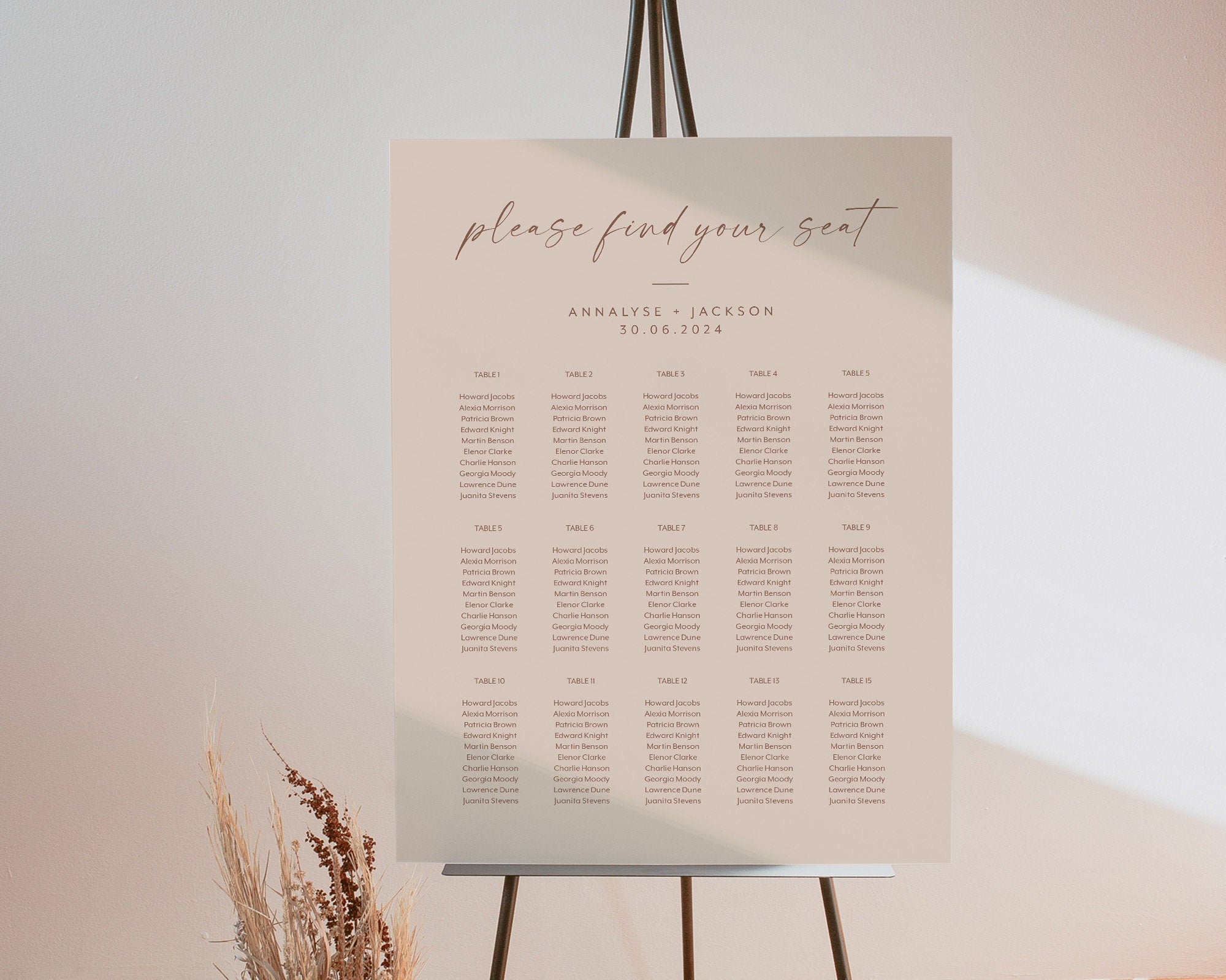 Wedding Seating Chart, Printable Seating Chart, Wedding Seating Chart Poster, Minimalist Wedding, Editable Seating Plan, Simple, Annalyse