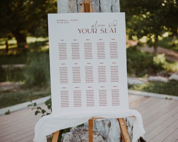 Seating Chart, Wedding Seating Chart, Modern Seating Chart Template, Minimalist Seating Chart, Editable Seating Chart, Simple, Georgia