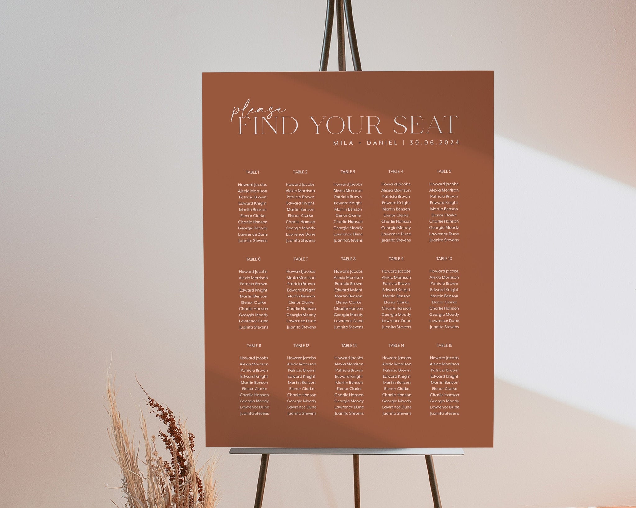 Wedding Seating Chart, Printable Seating Chart, Wedding Seating Chart Poster, Minimalist Wedding, Editable Seating Plan, Simple, Mila