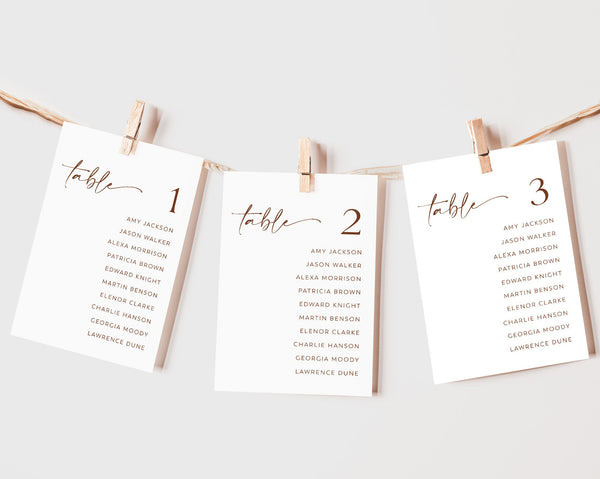 Wedding Seating Chart Card Template, Minimalist Wedding Seating Chart Cards, Modern Seating Chart Cards, Table Number Seating Cards, Amy