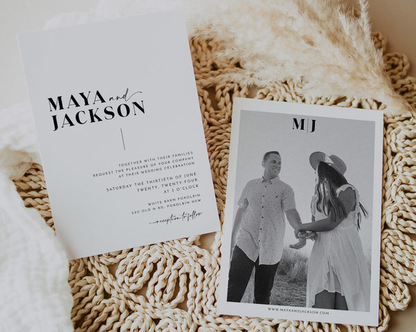 Wedding Invitation Template, Invitation with Photo, Minimalist Wedding Invite, Wedding Invitation Template Download, Rustic, Maya