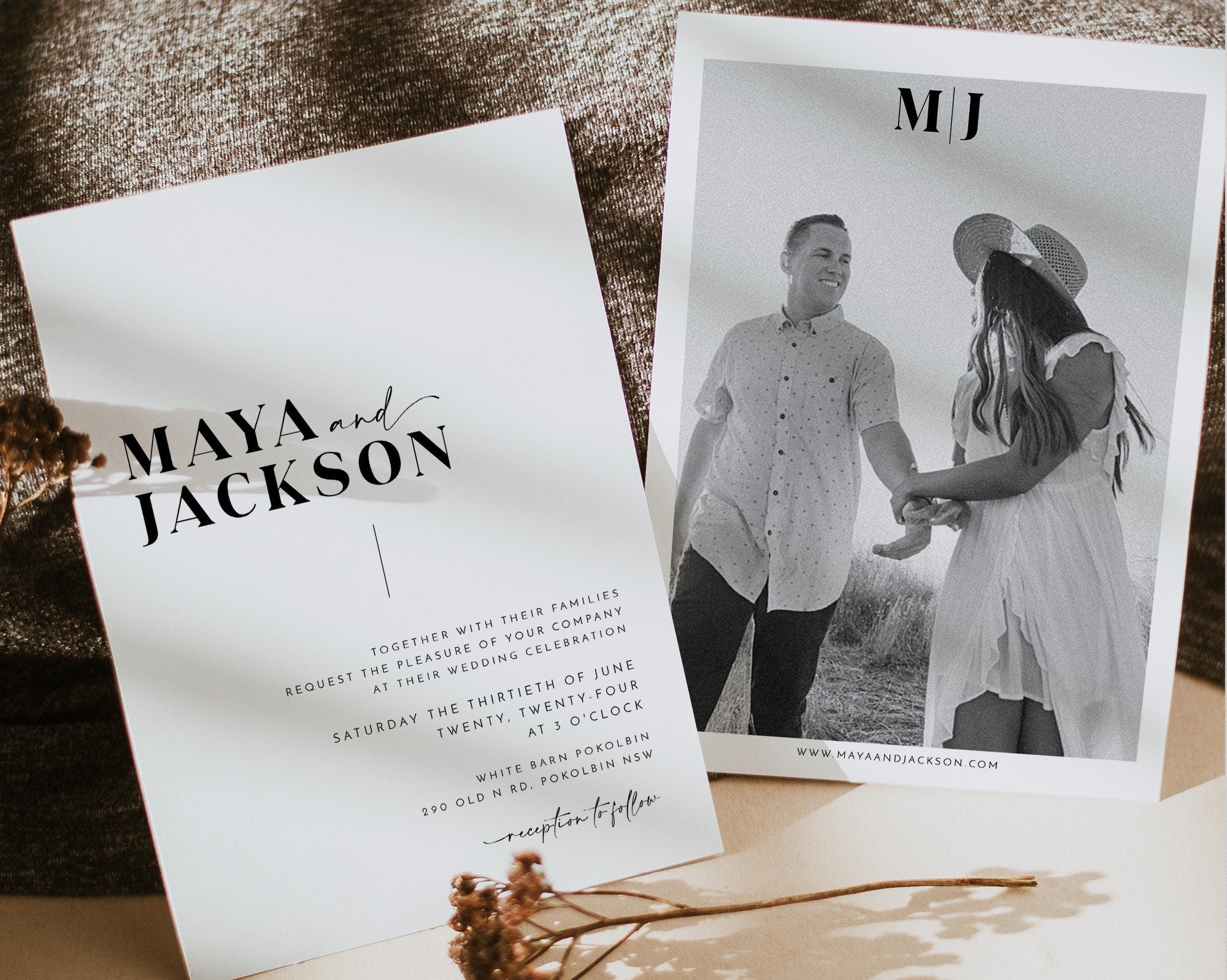 Wedding Invitation Template, Invitation with Photo, Minimalist Wedding Invite, Wedding Invitation Template Download, Rustic, Maya