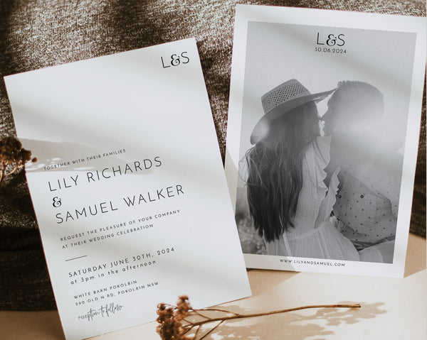 Wedding Invitation Set, Minimalist Wedding Invitation Template Download, Editable Modern Wedding Invite, Instant Download Template, Lily