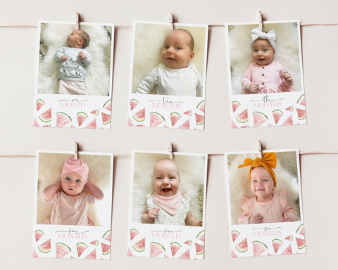 First Year Photos, 1st Birthday Milestone Photos, Baby's First Year Month Photos, First Birthday Monthly Photo Banner, One In A Melon Photos