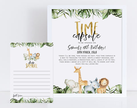 Time Capsule First Birthday, 1st Birthday Time Capsule Sign, Time Capsule Template, Wild One 1st Birthday Time Capsule, Safari 1st Birthday