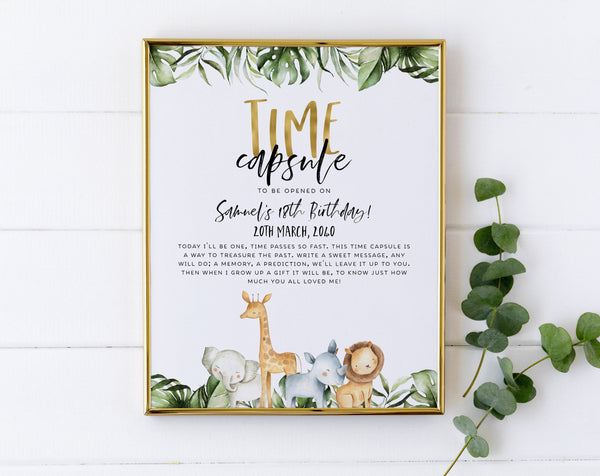 Time Capsule First Birthday, 1st Birthday Time Capsule Sign, Time Capsule Template, Wild One 1st Birthday Time Capsule, Safari 1st Birthday