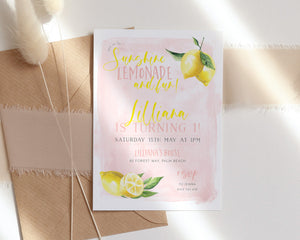 Lemon 1st Birthday Invitation Girl, Pink Lemonade Invitation, 1st Birthday Girl, First Birthday Invitation, Lemon Invitation, Lemon Birthday