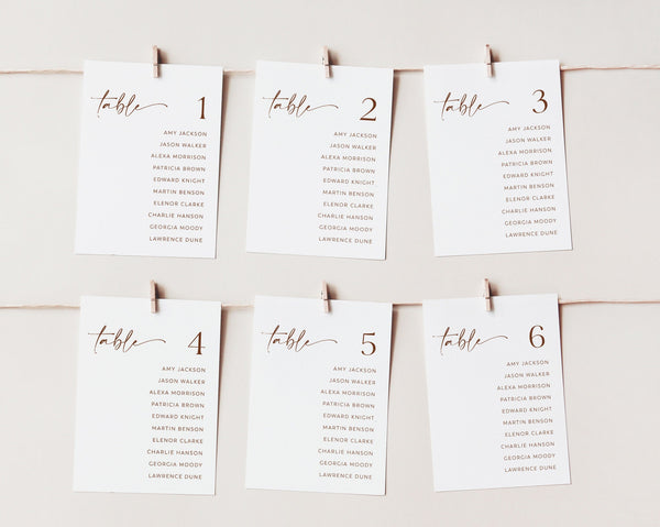 Wedding Seating Chart Card Template, Minimalist Wedding Seating Chart Cards, Modern Seating Chart Cards, Table Number Seating Cards, Amy