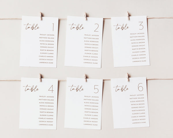 Wedding Seating Chart Card Template, Minimalist Wedding Seating Chart Cards, Modern Seating Chart Cards, Table Number Seating Cards, Paisley