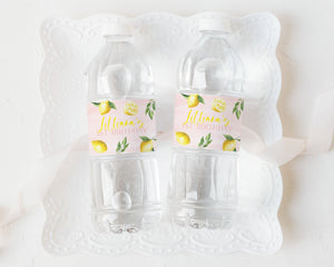 Lemon Water Bottle Labels, Pink Lemonade Water Labels, Printable Water Bottle Label, Lemon 1st Birthday Water Labels, Girls 1st Birthday
