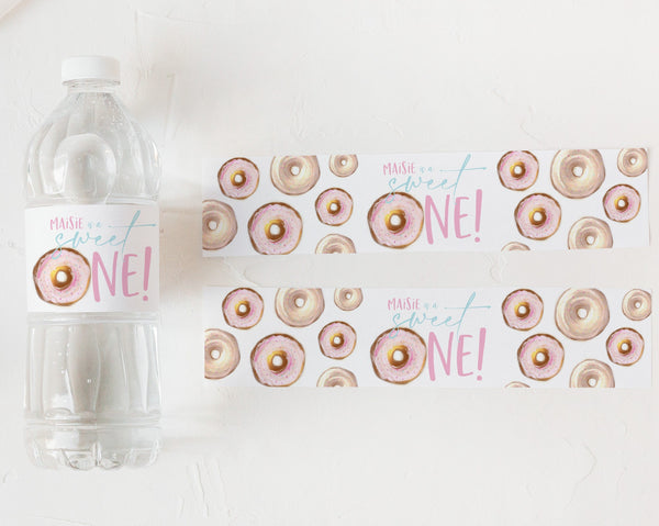 Donut Water Bottle Labels, Donut Water Label, Printable Water Bottle Label, Donut First Birthday Water Labels, Girls Birthday, Donut Grow Up