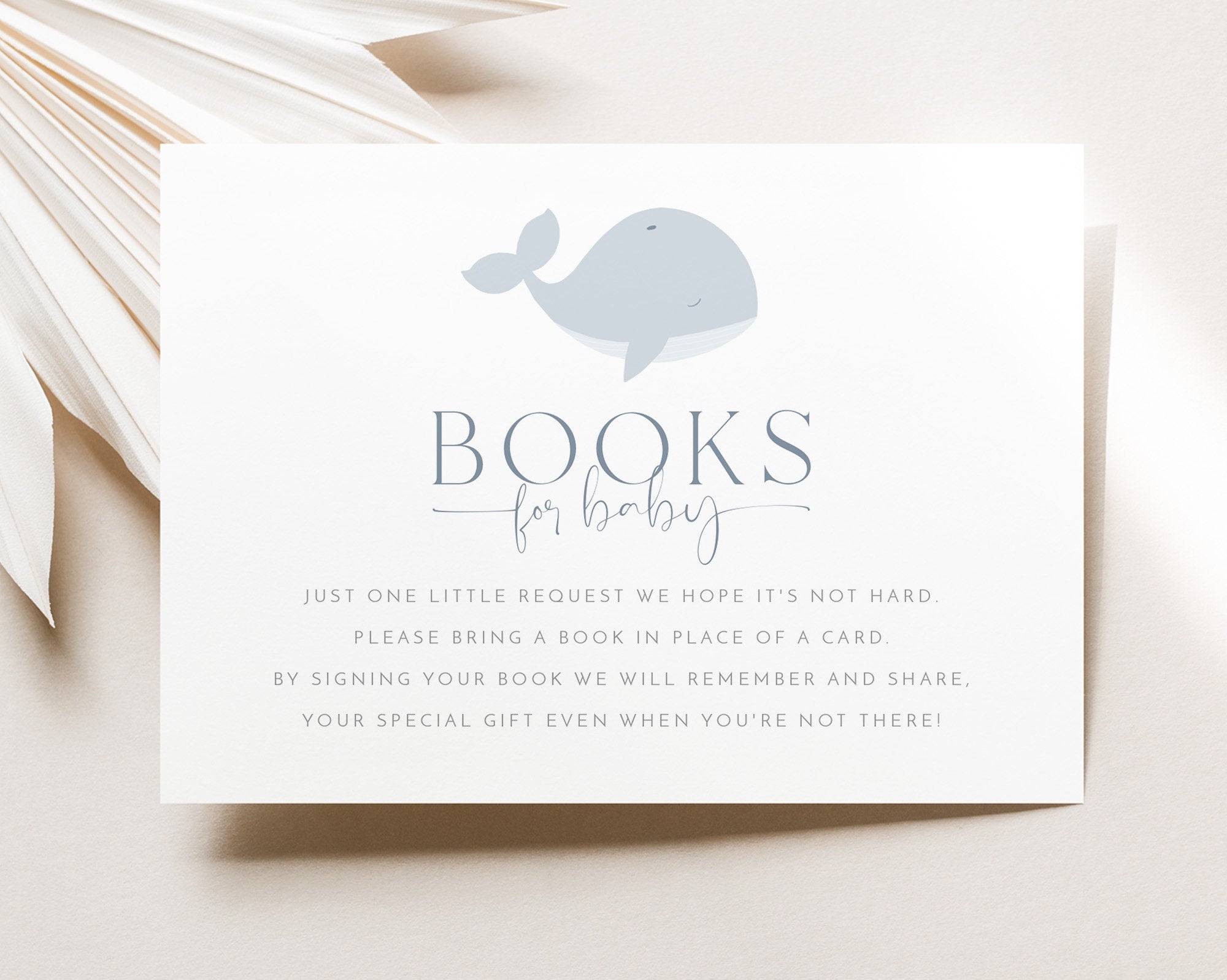 Books For Baby Card Printable, Book Request Card, Blue Whale Baby Shower Book For Baby, Blue Whale Invitation, Blue Baby Shower Printables