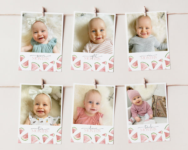 First Year Photos, 1st Birthday Milestone Photos, Baby's First Year Month Photos, First Birthday Monthly Photo Banner, One In A Melon Photos