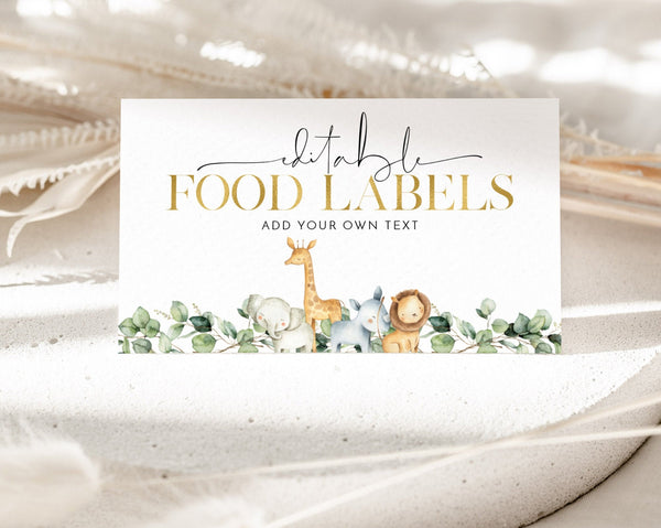 Wild One Food Labels, Safari Food Label Card, Food Tent Card, Birthday Food Tags, Folded Food Cards, Tented Food Labels, Wild One Food Cards