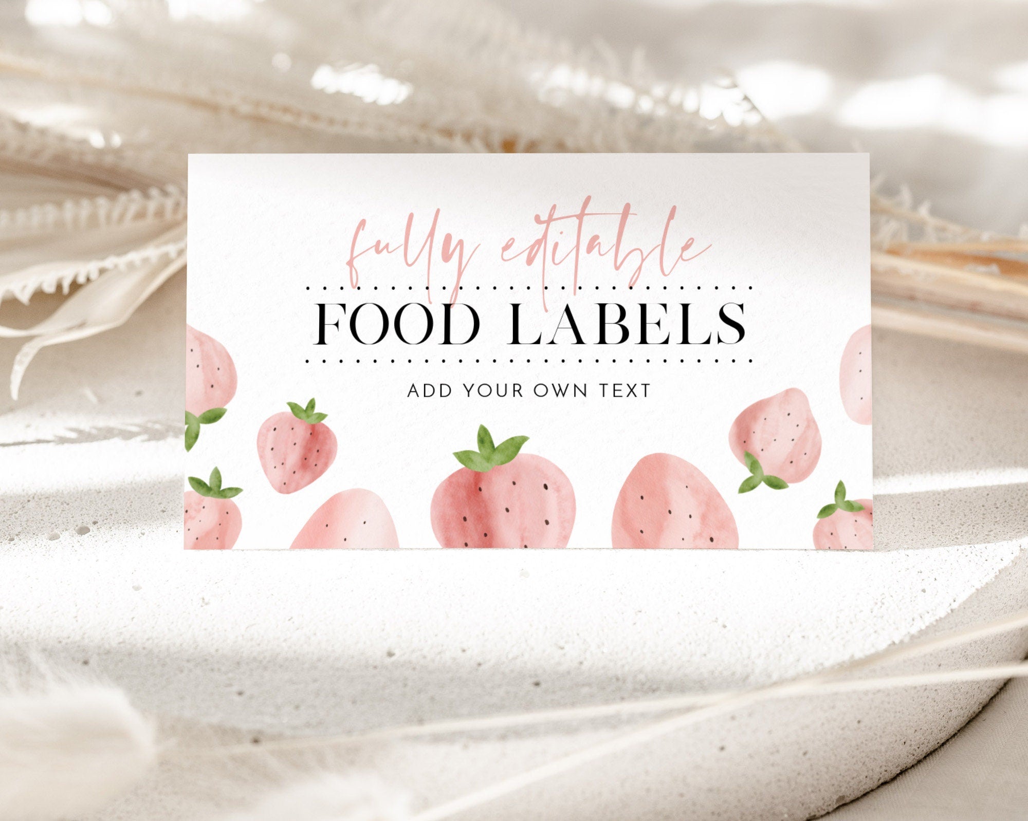 Strawberry Food Labels, Berry Food Label Card, Food Tent Card, Birthday Food Tags, Folded Food Cards, Tented Food Labels, Berry Food Cards