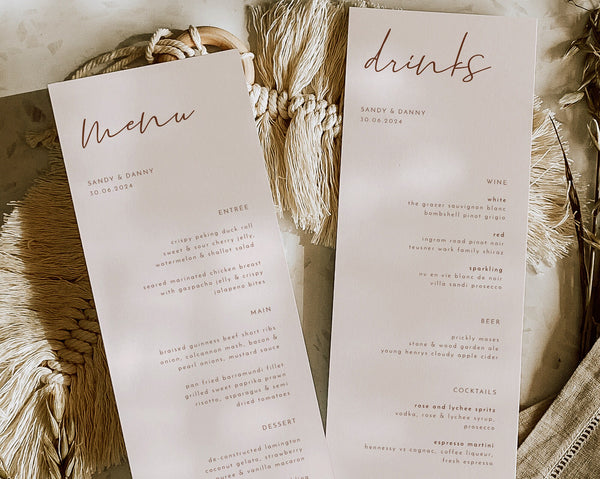 Wedding Menu Template, Minimalist Wedding Menu, Modern Wedding Menu, Beige Wedding Menu, Templett Wedding Menu, Editable Menu, Sandy