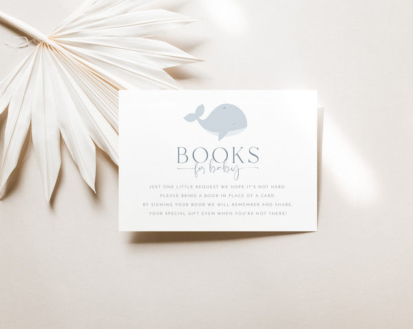 Books For Baby Card Printable, Book Request Card, Blue Whale Baby Shower Book For Baby, Blue Whale Invitation, Blue Baby Shower Printables