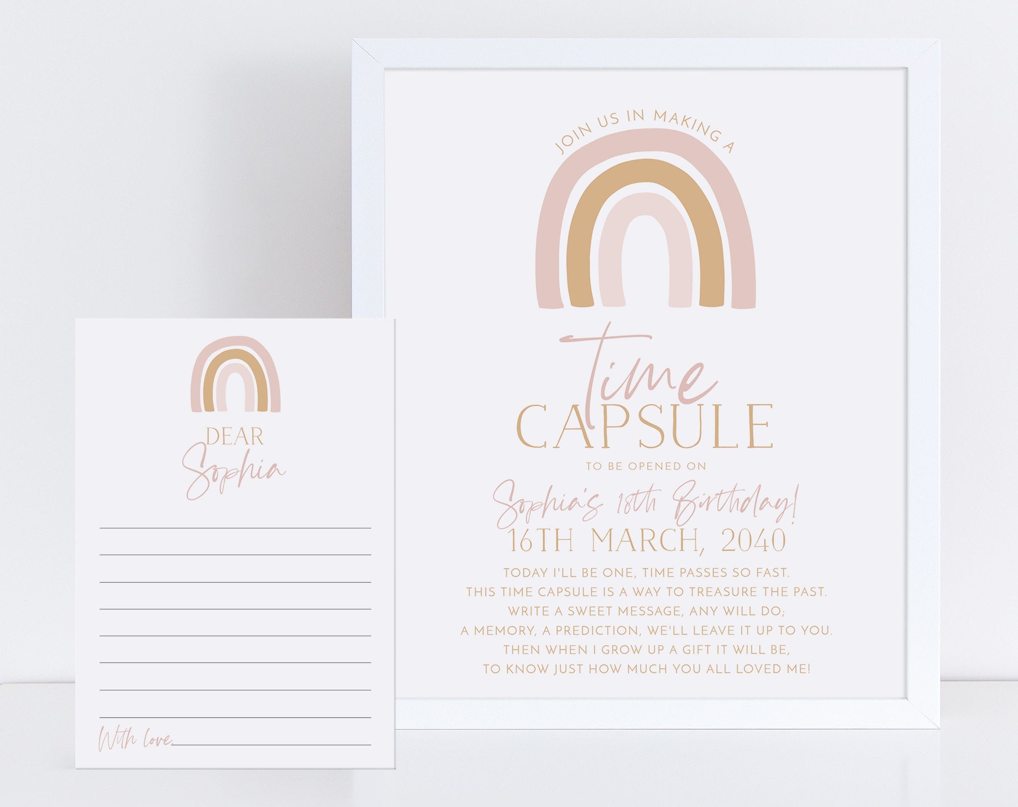 Rainbow Time Capsule, 1st Birthday Time Capsule Sign, Pink Rainbow Time Capsule Template, Girls 1st Birthday, Rainbow Time Capsule Printable