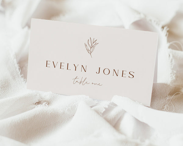 Minimalist Place Cards, Rustic Place Cards, Boho Place Cards, Editable Wedding Escort Cards, Minimal Template, Printable Place Cards, Evelyn