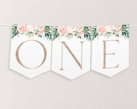 Onederful High Chair Banner Printable, 1st Birthday Banner For High Chair, Birthday Decorations, Pink Floral High Chair Banner 1st Birthday